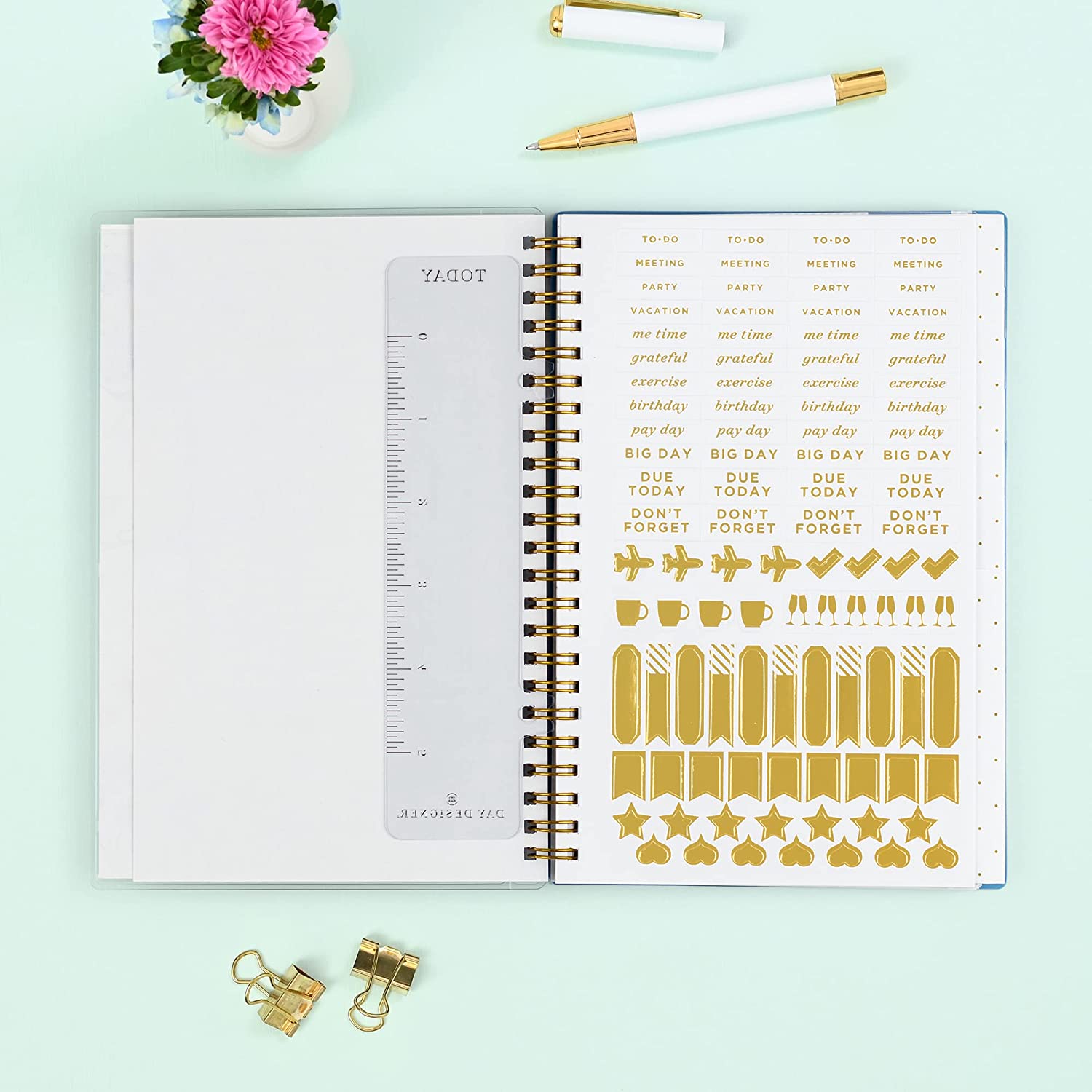 Day Designer for Blue Sky 2022-2023 Academic Year Weekly & Monthly Planner, 5" x 8", Flexible Cover, Wirebound, Climbing Floral Blush (137881-A23) - Image 6